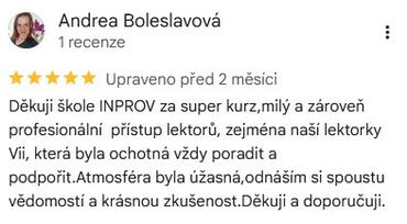 Reference ke kurzu: Základní masérský kurz přípravný (rekvalifikační) od Andrea Boleslavová - Google Recenze